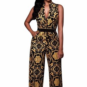 Brand new never worn black and gold jumpsuit